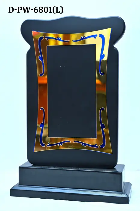 Premium rectangular memento plaque with gold border
